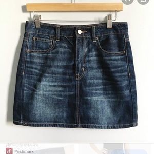 American Eagle Dark Wash High Rise Mini Skirt